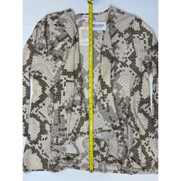 NANETTE LuLaRoe Cardigan Cover Up‎ 3XL NWT Neutral Grey White Snakeskin Stretchy - Picture 9 of 14